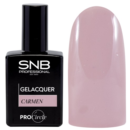 Esmalte semipermanente 33 Carmen nude pastel, frasco de 15 ml ideal para manicuras naturales y elegantes