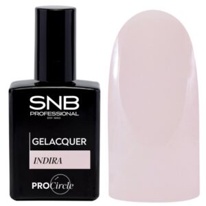 Esmalte semipermanente 72 Indira beige translúcido, frasco de 15 ml con acabado natural y luminoso
