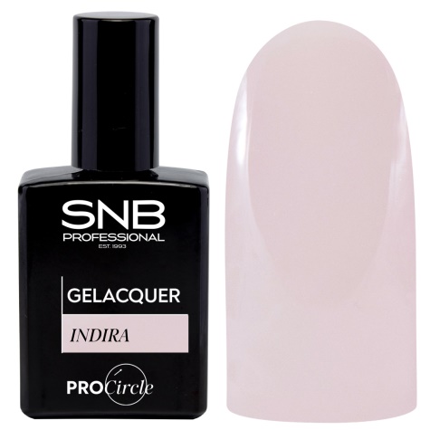 Esmalte semipermanente 72 Indira beige translúcido, frasco de 15 ml con acabado natural y luminoso