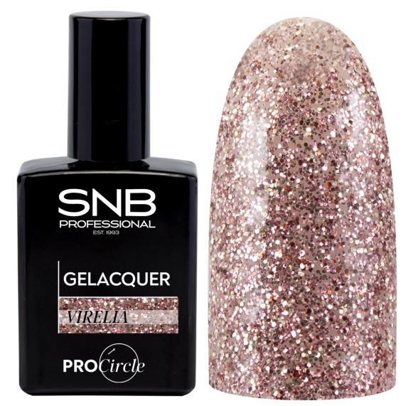 Esmalte semipermanente rosa con brillo Gelak 331 Virelia 15 ml para manicura profesional