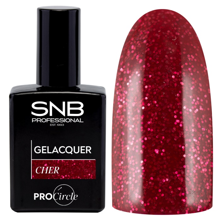 Esmalte semipermanente rojo con partículas de brillo Gelak 337 Cher 15 ml