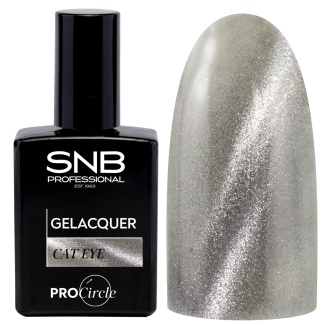 Gel Polish efecto ojo de gato plata SNB, botella de 15 ml con partículas magnéticas y brillo intenso