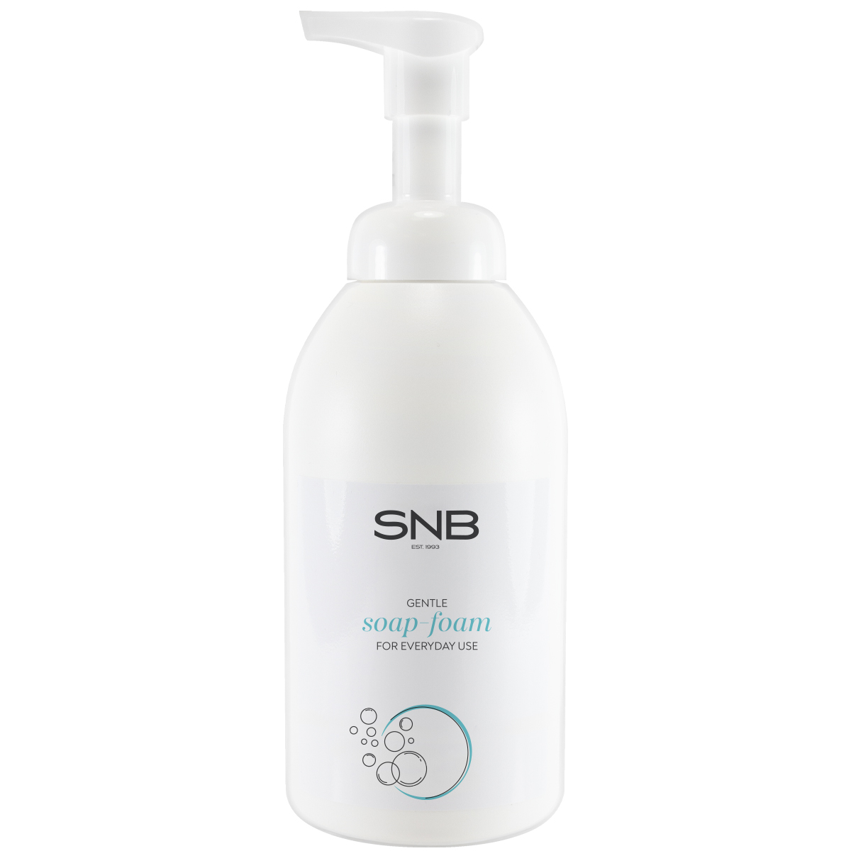 Jabón espuma delicado para uso diario SNB, dispensador de 550 ml con fórmula suave para manos y cuerpo